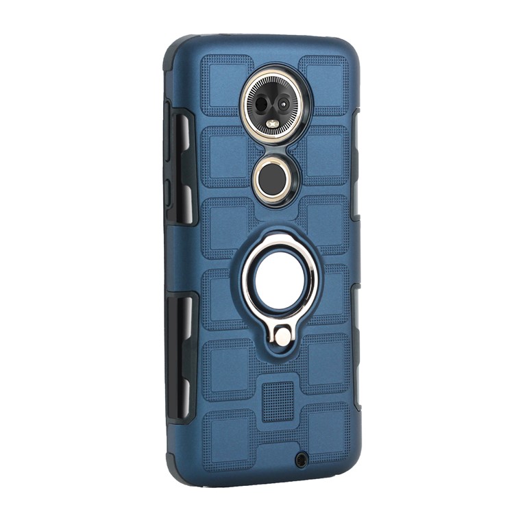 Geometric Pattern TPU PC Hybrid Shell with Kickstand for Motorola Moto G7 - Dark Blue-3