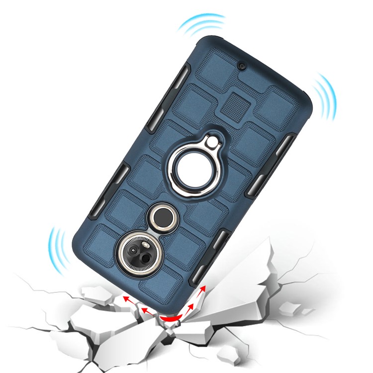 Geometric Pattern TPU PC Hybrid Shell with Kickstand for Motorola Moto G7 - Dark Blue-7