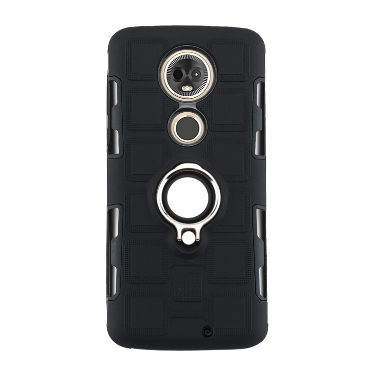 Geometric Pattern TPU PC Hybrid Shell with Kickstand for Motorola Moto G7 - Black-2