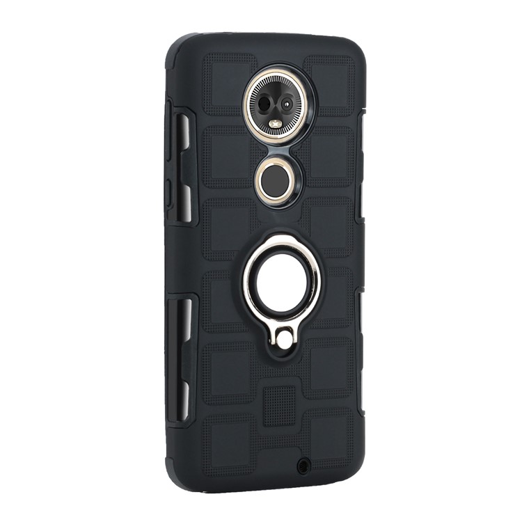 Geometric Pattern TPU PC Hybrid Shell with Kickstand for Motorola Moto G7 - Black-3