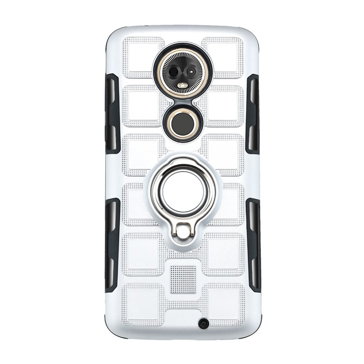 Geometric Pattern TPU PC Hybrid Shell with Kickstand for Motorola Moto G7 - Silver-2