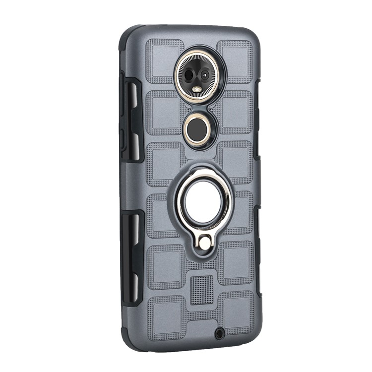 Geometric Pattern TPU PC Hybrid Shell with Kickstand for Motorola Moto G7 - Grey-2