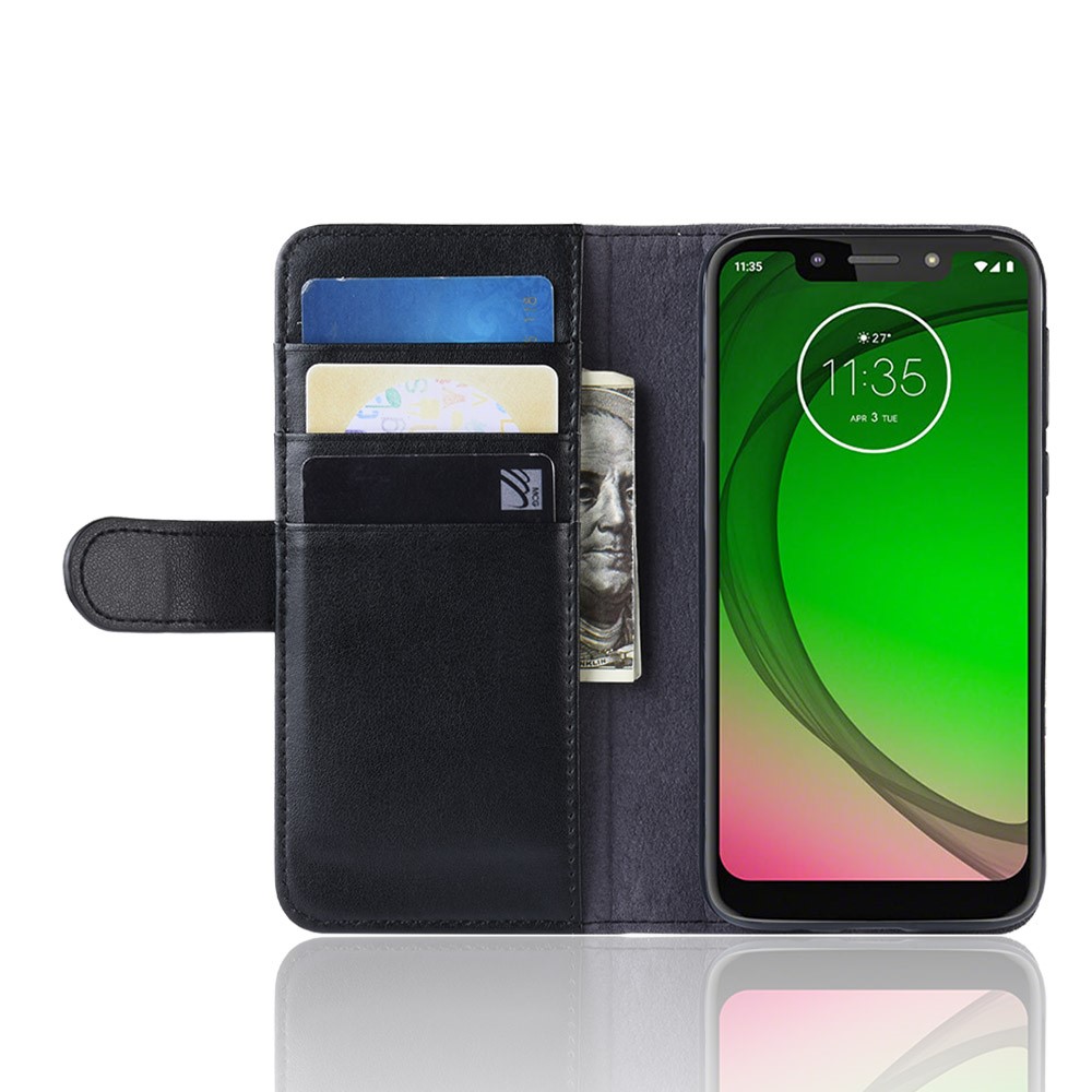 Cubierta de Caja de Teléfono de Protección de Cuero Dividido Para Motorola Moto G7 Play (versión de la Ue) - Negro