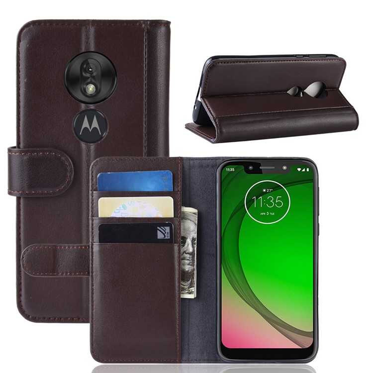 Funda Protectora De Cuero Dividida Para Motorola M7 Play (versión Eu) - Marrón-1