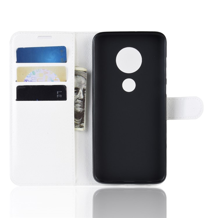 Litchi Skin Wallet Leather Stand Case for Motorola Moto G7 / G7 Plus - White-3