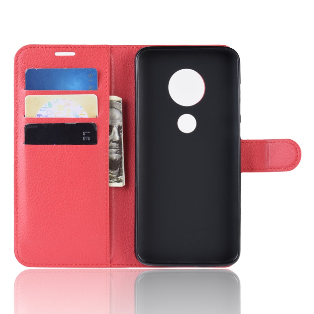 Litchi Skin Wallet Leather Stand Case for Motorola Moto G7 / G7 Plus - Red-3
