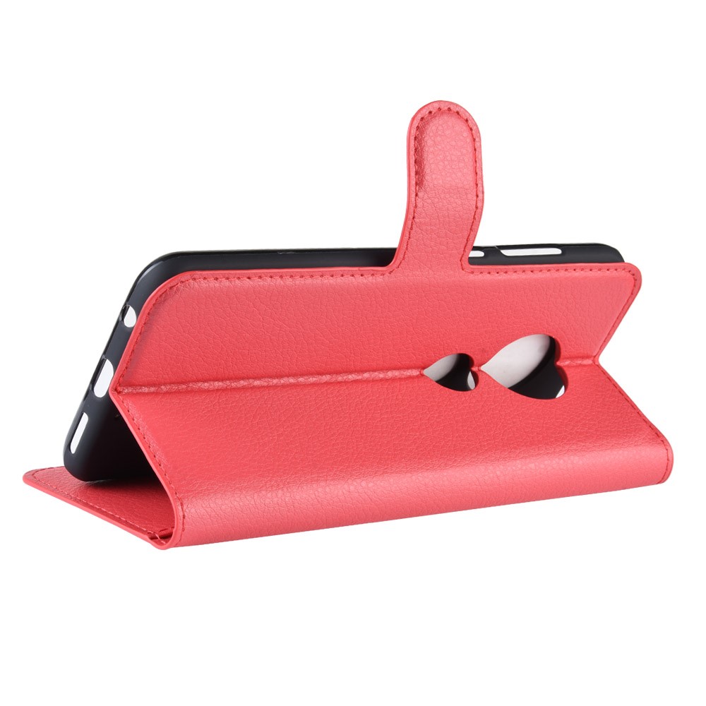 Litchi Skin Wallet Leather Stand Case for Motorola Moto G7 / G7 Plus - Red-5