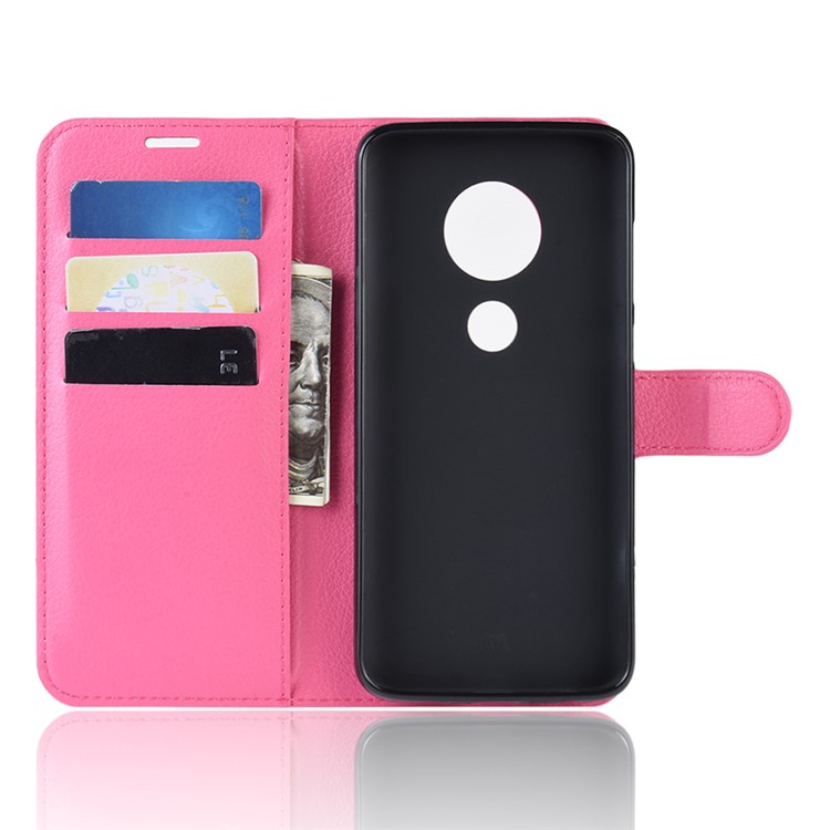 Litchi Skin Wallet Leather Stand Case for Motorola Moto G7 / G7 Plus - Rose-3