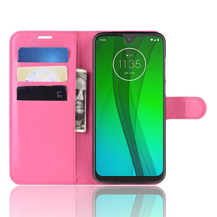 Litchi Skin Wallet Leather Stand Case for Motorola Moto G7 / G7 Plus - Rose-4