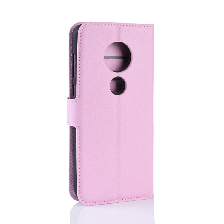 Litchi Skin Wallet Leather Stand Case for Motorola Moto G7 / G7 Plus - Pink-6
