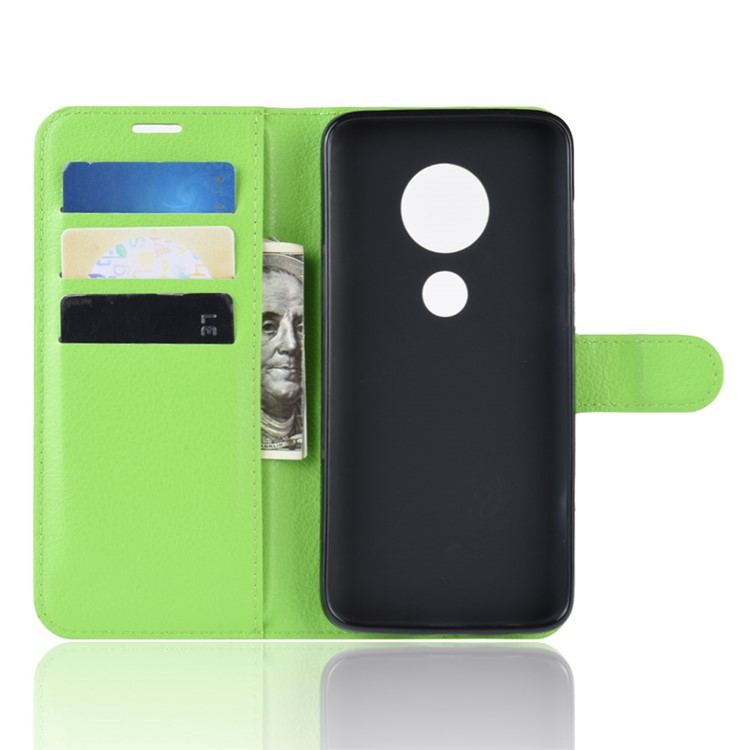 Litchi Skin Wallet Leather Stand Case for Motorola Moto G7 / G7 Plus - Green-3