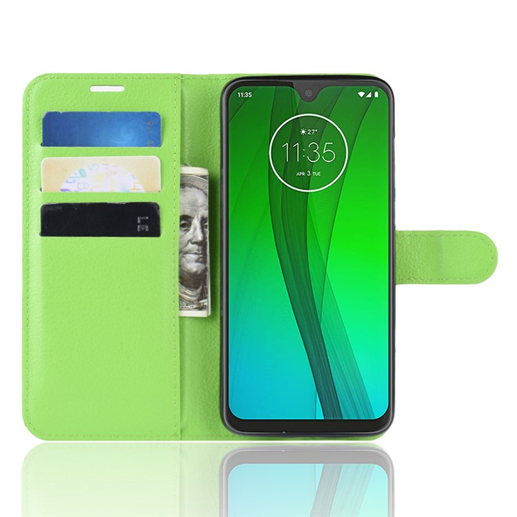 Litchi Skin Wallet Leather Stand Case for Motorola Moto G7 / G7 Plus - Green-4