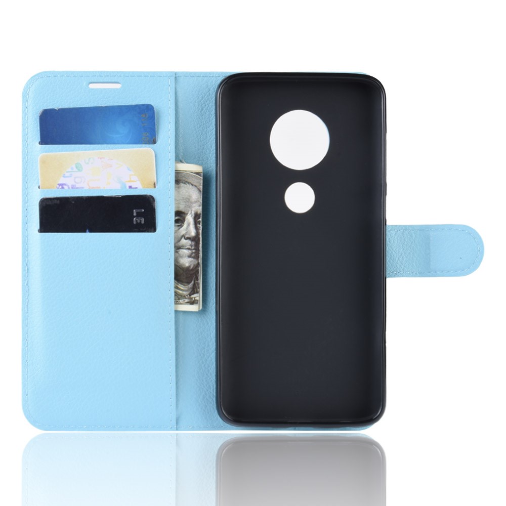 Litchi Skin Wallet Leather Stand Case for Motorola Moto G7 / G7 Plus - Baby Blue-3