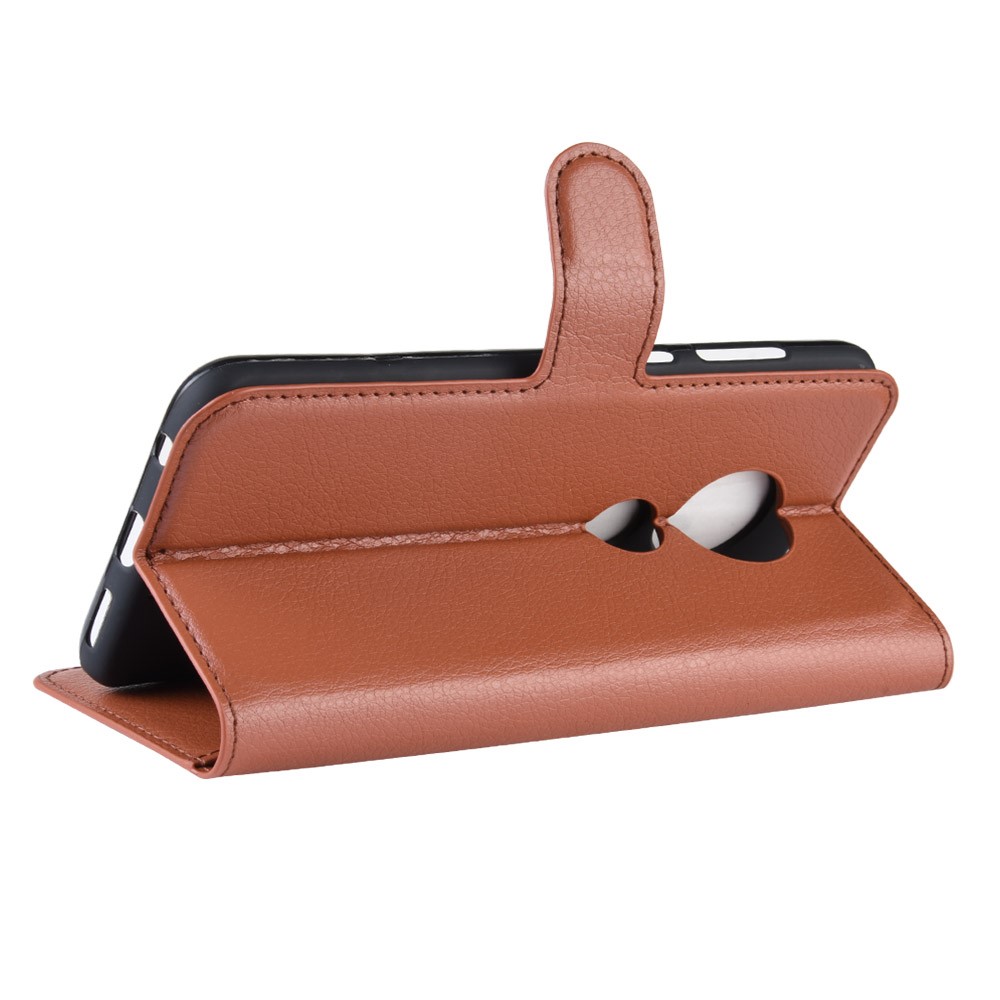 Litchi Skin Wallet Leather Stand Case for Motorola Moto G7 / G7 Plus - Brown-5