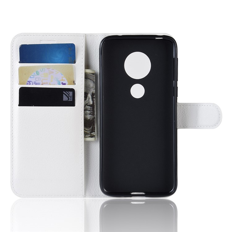 Portefeuille En Cuir PU Avec Coque En Cuir PU Pour Moto Motorola G7 Play (version Us) - Blanc-3