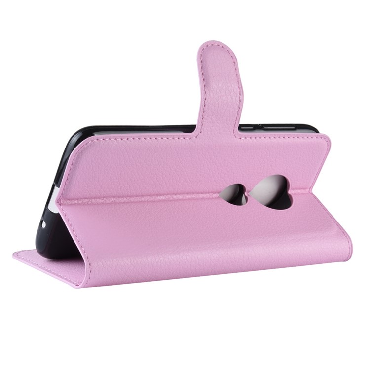 Litchi Skin PU Leather Wallet Stand Mobile Shell for Motorola Moto G7 Play (US Version) - Pink-5