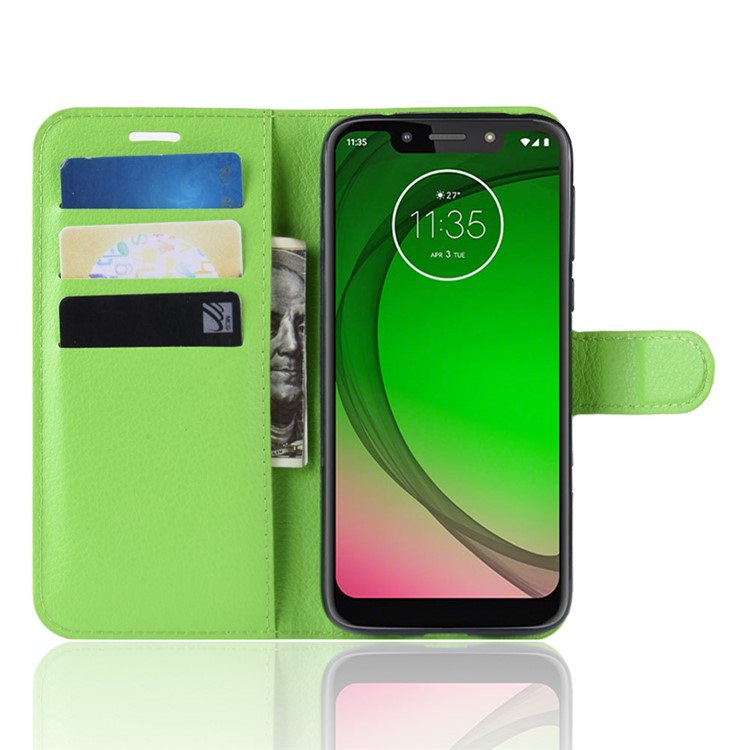Litchi Skin PU Leather Wallet Stand Mobile Shell for Motorola Moto G7 Play (US Version) - Green-4