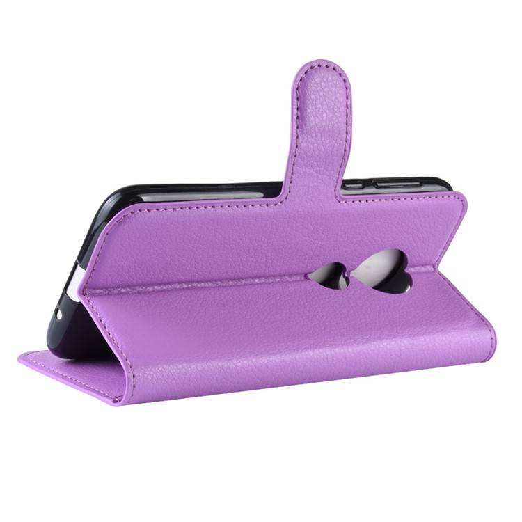 Litchi Skin PU Leather Wallet Stand Mobile Shell for Motorola Moto G7 Play (US Version) - Purple-5