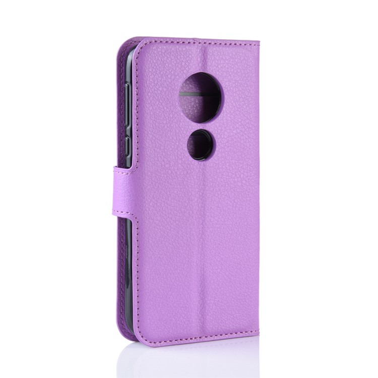 Litchi Skin PU Leather Wallet Stand Mobile Shell for Motorola Moto G7 Play (US Version) - Purple-6