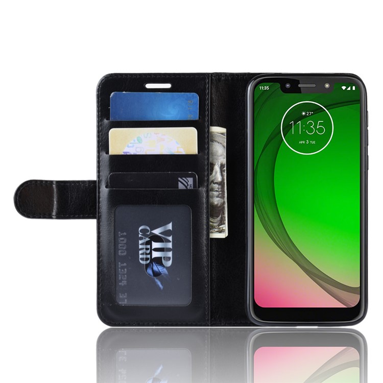 Crazy Horse PU Leather Mobile Phone Cover with Wallet Stand for Motorola Moto G7 Play (US Version) - Black-6