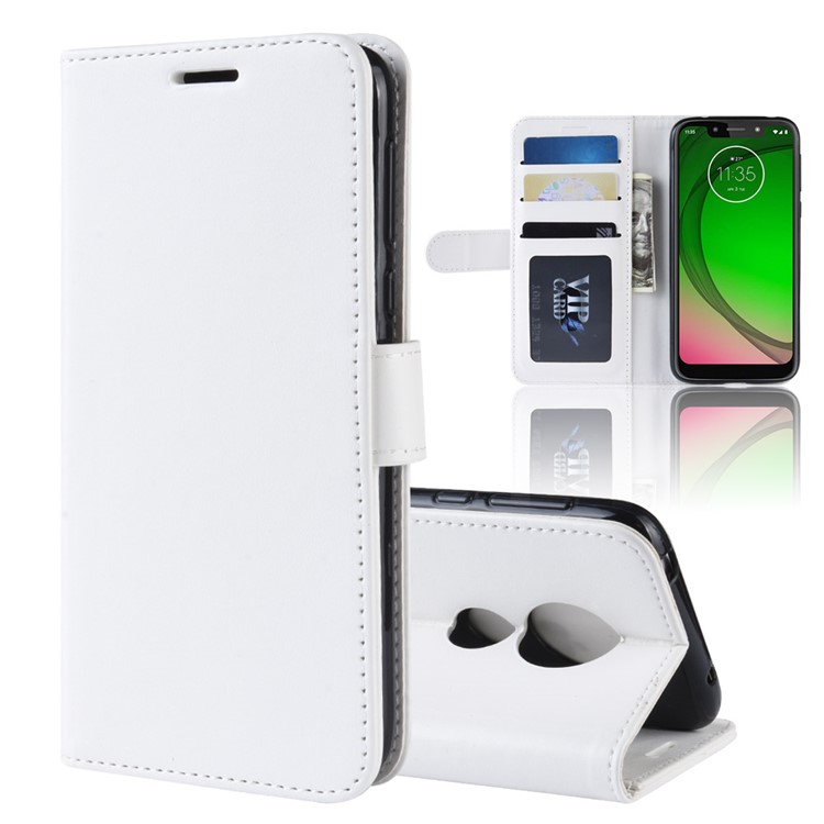 Crazy Horse PU Leather Mobile Phone Cover with Wallet Stand for Motorola Moto G7 Play (US Version) - White-2