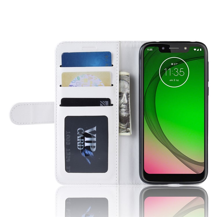 Crazy Horse PU Leather Mobile Phone Cover with Wallet Stand for Motorola Moto G7 Play (US Version) - White-6