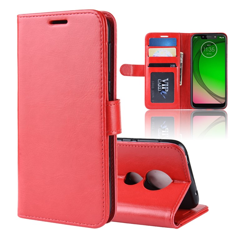 Crazy Horse PU Leather Mobile Phone Cover with Wallet Stand for Motorola Moto G7 Play (US Version) - Red-2