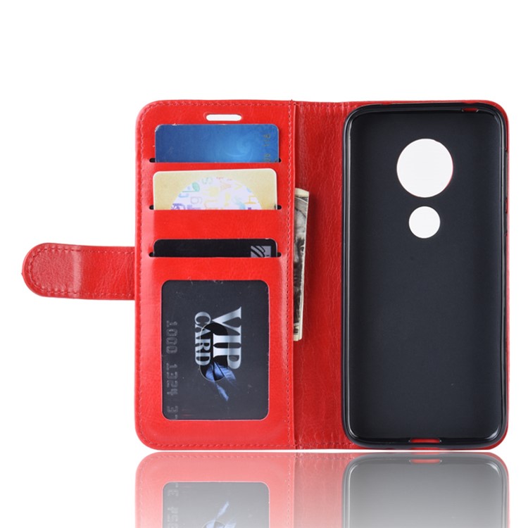 Crazy Horse PU Leather Mobile Phone Cover with Wallet Stand for Motorola Moto G7 Play (US Version) - Red-5
