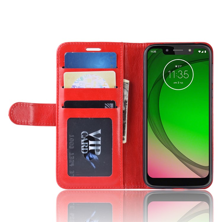 Crazy Horse PU Leather Mobile Phone Cover with Wallet Stand for Motorola Moto G7 Play (US Version) - Red-6
