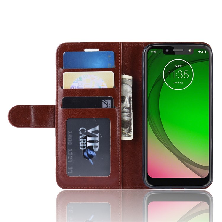 Cavalo Louco Capa De Telefone Celular De Couro PU Com Suporte Carteira Para Motorola Moto G7 Play (us Version) - Castanho-6