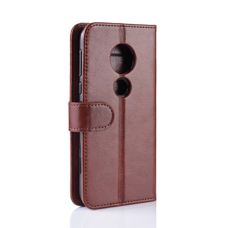 Cavalo Louco Capa De Telefone Celular De Couro PU Com Suporte Carteira Para Motorola Moto G7 Play (us Version) - Castanho-8