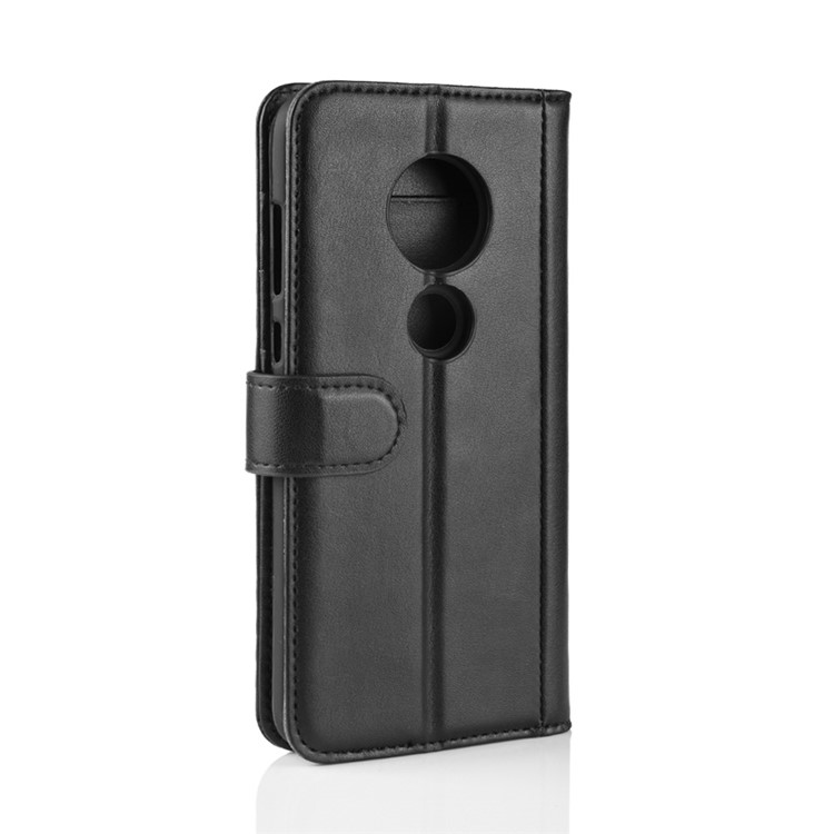 Genuine Split Leather Wallet Stand Cover for Motorola Moto G7/G7 Plus - Black-8