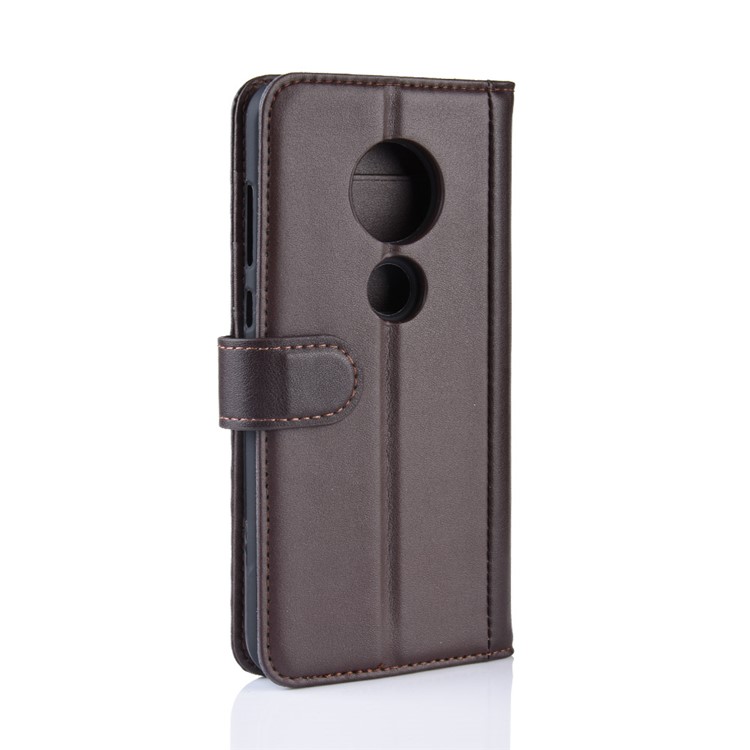 Genuine Split Leather Wallet Stand Cover for Motorola Moto G7/G7 Plus - Brown-8