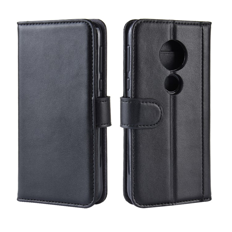 Split Leather Wallet Case with Stand for Motorola Moto G7 Play (US Version) - Black-2
