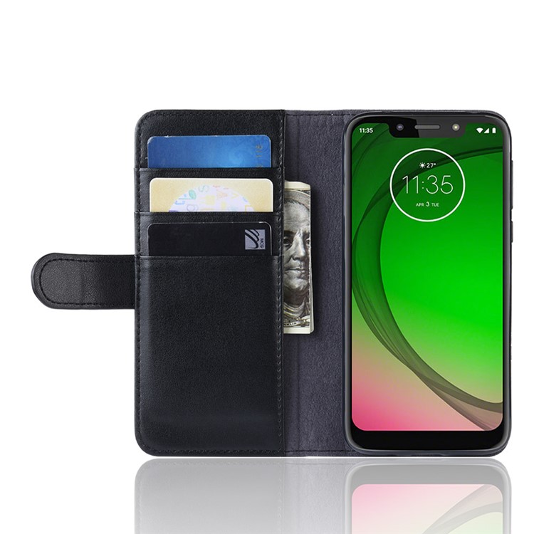 Split Leather Wallet Case with Stand for Motorola Moto G7 Play (US Version) - Black-6