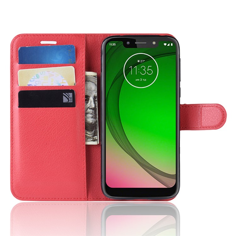 Litchi Skin PU Leather Protection Mobile Phone Cover for Motorola Moto G7 Play (EU Version) - Red-4