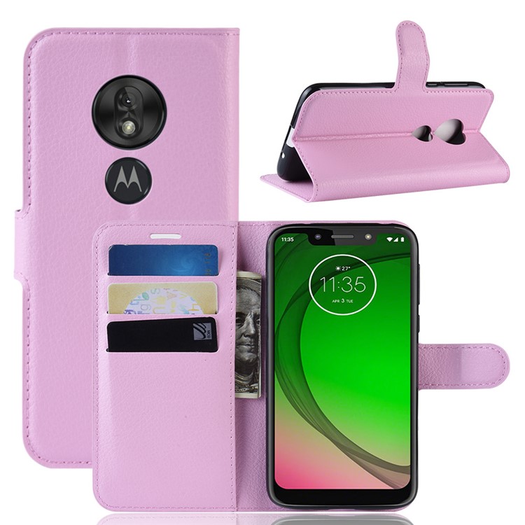 Litchi Skin PU Leather Protection Mobile Phone Cover for Motorola Moto G7 Play (EU Version) - Pink-1
