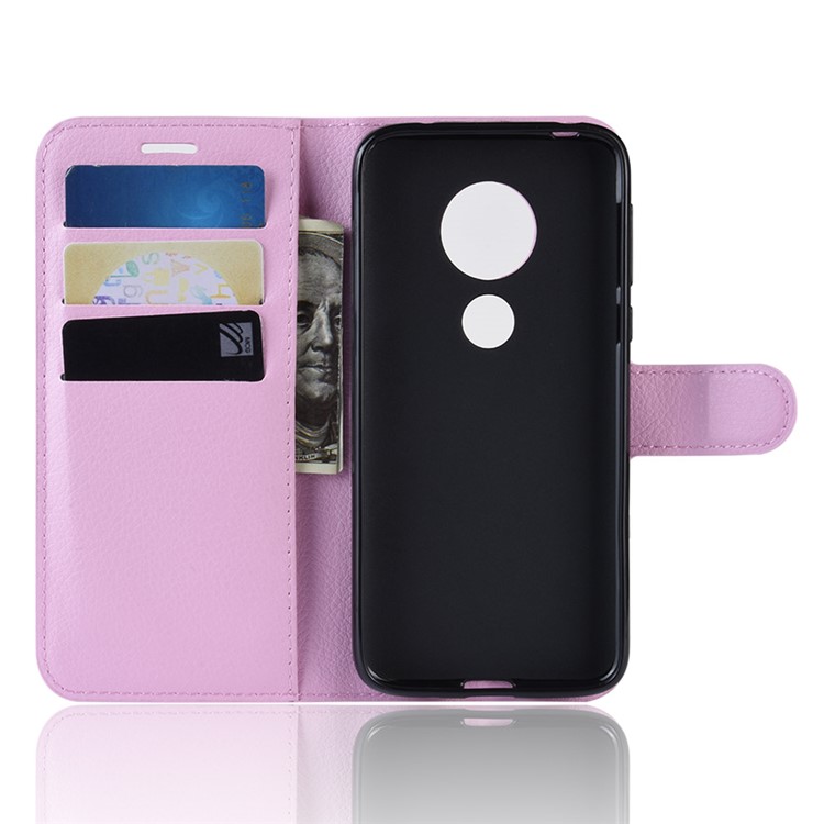 Litchi Skin PU Leather Protection Mobile Phone Cover for Motorola Moto G7 Play (EU Version) - Pink-3