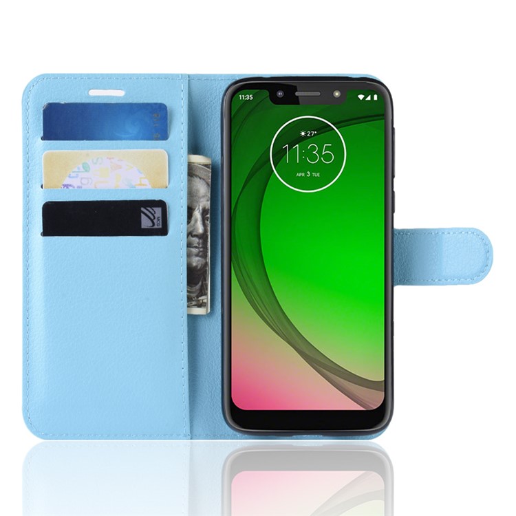 Litchi Skin PU Leather Protection Mobile Phone Cover for Motorola Moto G7 Play (EU Version) - Blue-4