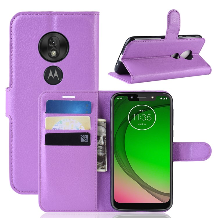 Litchi Skin PU Leather Protection Mobile Phone Cover for Motorola Moto G7 Play (EU Version) - Purple-1