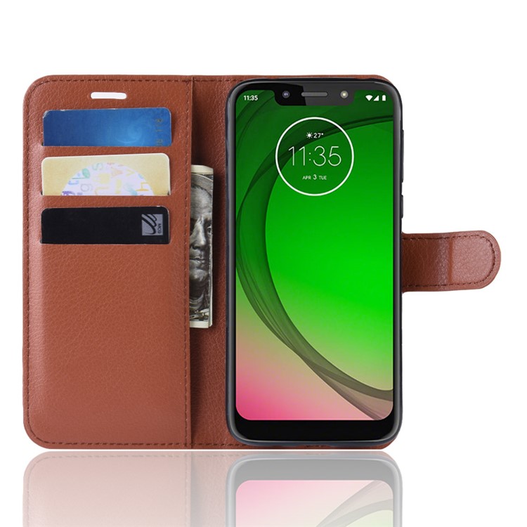 Litchi Skin PU Leather Protection Mobile Phone Cover for Motorola Moto G7 Play (EU Version) - Brown-4