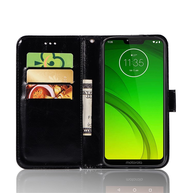 Premium Vintage Leather Wallet Case for Motorola Moto G7 Power (US Version) / G7 Power (EU Version) - Black-5