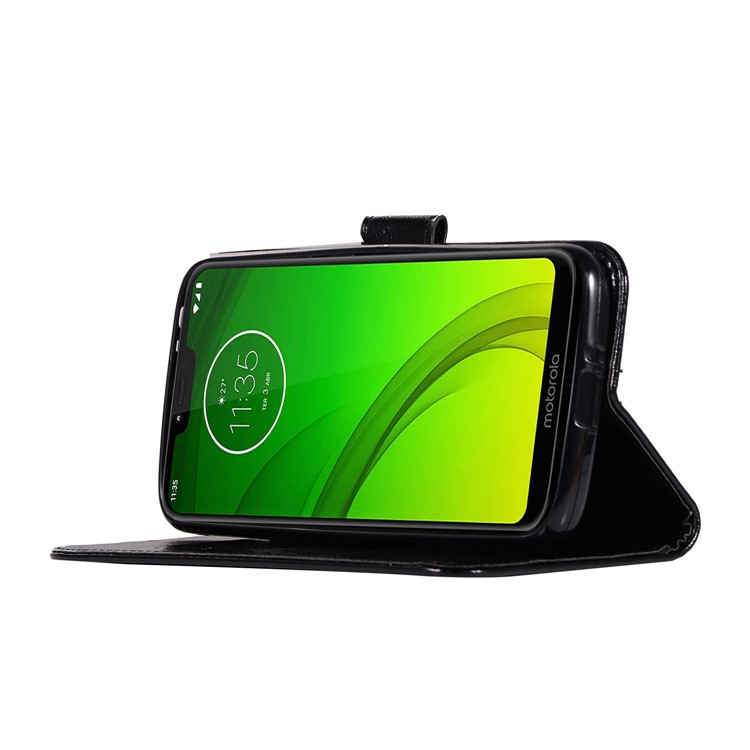 Premium Vintage Leather Wallet Case for Motorola Moto G7 Power (US Version) / G7 Power (EU Version) - Black-6