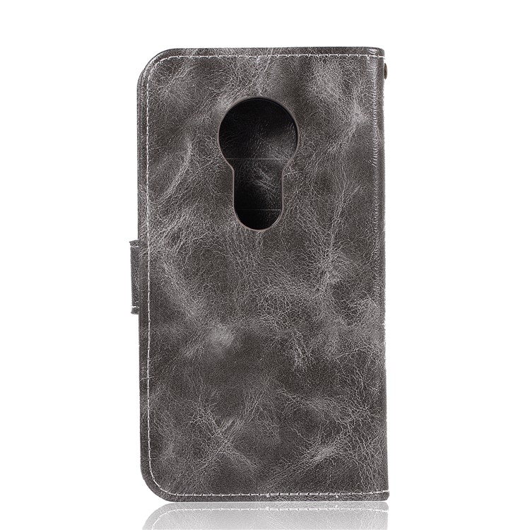 Premium Vintage Leather Wallet Case for Motorola Moto G7 Power (US Version) / G7 Power (EU Version) - Grey-4
