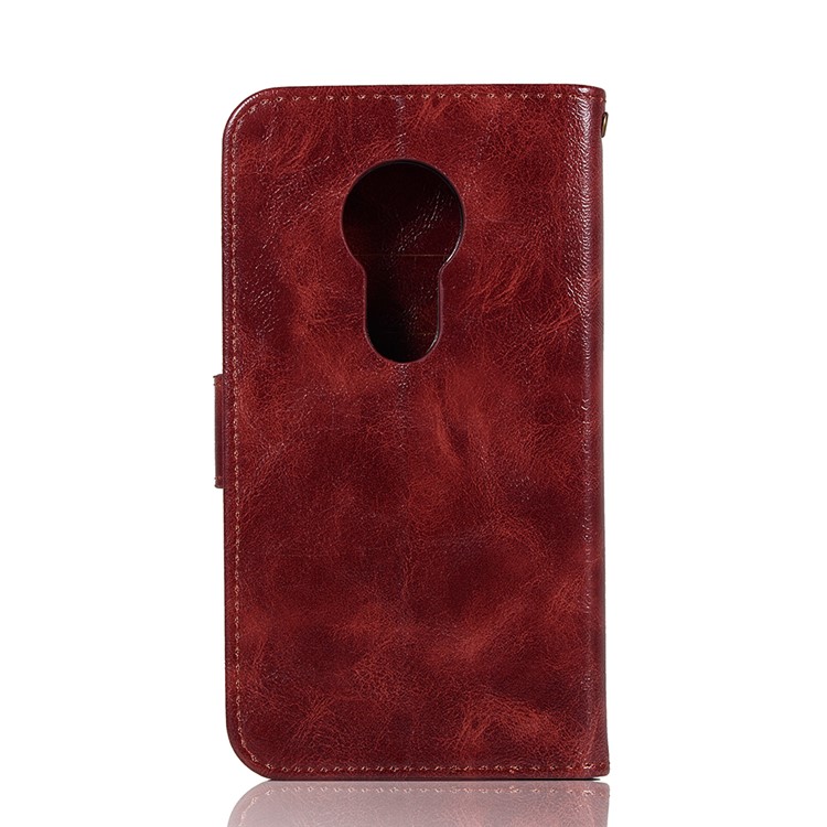 Premium Vintage Leather Wallet Case for Motorola Moto G7 Power (US Version) / G7 Power (EU Version) - Wine Red-4