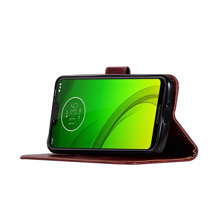 Premium Vintage Leather Wallet Case for Motorola Moto G7 Power (US Version) / G7 Power (EU Version) - Wine Red-6