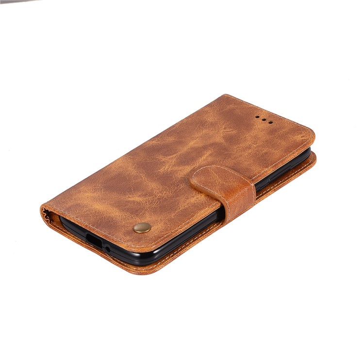 Premium Vintage Leather Wallet Case for Motorola Moto G7 Power (US Version) / G7 Power (EU Version) - Brown-2
