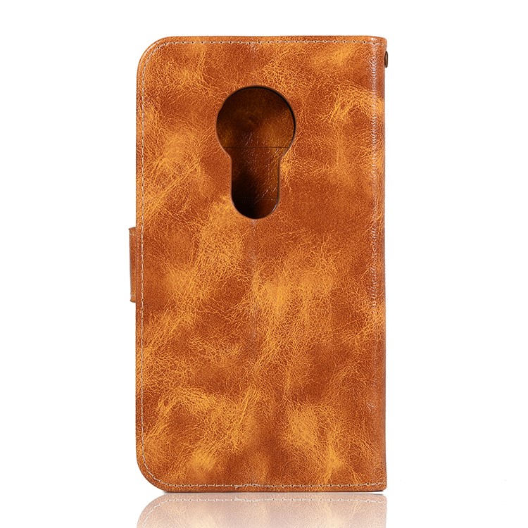 Premium Vintage Leather Wallet Case for Motorola Moto G7 Power (US Version) / G7 Power (EU Version) - Brown-4