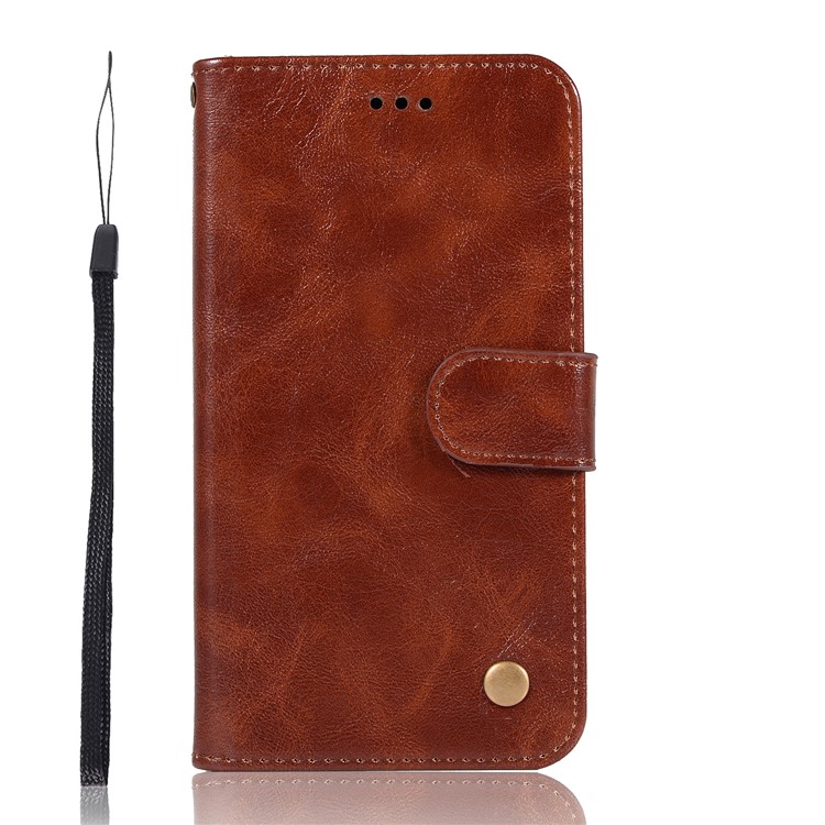 Premium Vintage Leather Wallet Case for Motorola Moto G7 Power (US Version) / G7 Power (EU Version) - Coffee-3