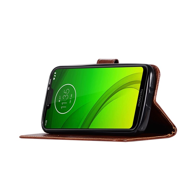 Premium Vintage Leather Wallet Case for Motorola Moto G7 Power (US Version) / G7 Power (EU Version) - Coffee-6